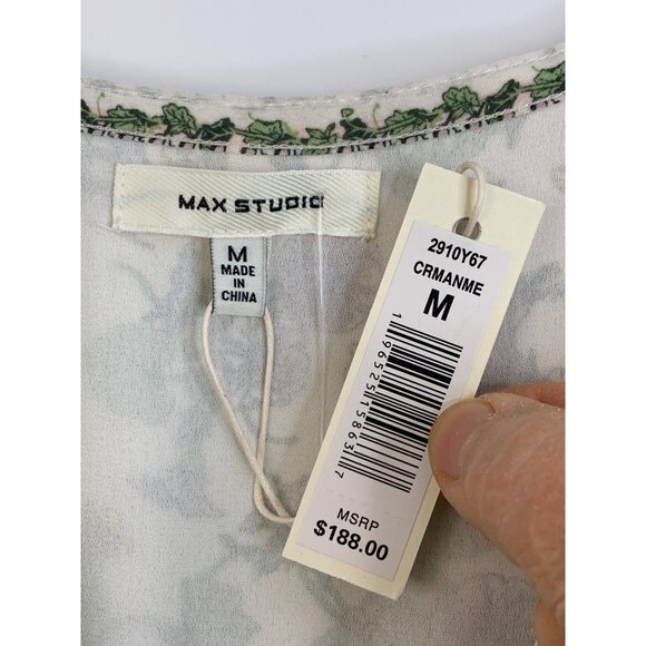 NWT Max Studio M Floral Maxi Dress Short Bell Sleeves Smock Tiered 8195 A-line - Picture 4 of 12